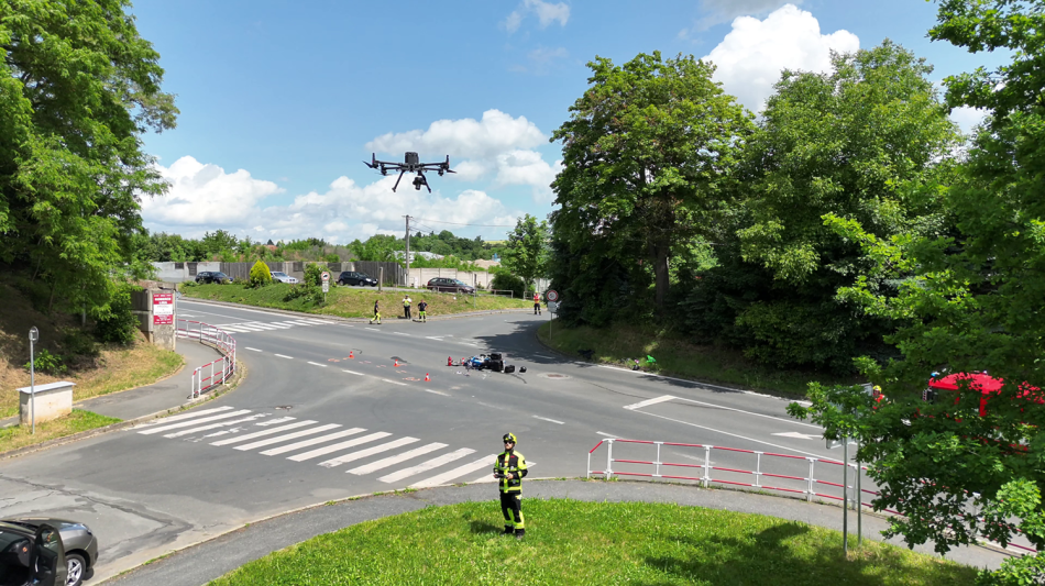 Dopravní nehoda_monitoring události pohledem z&nbsp;dronu_foto SITMP